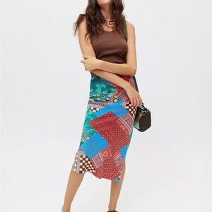 Urban Outfitters Maisie Patchwork Midi Skirt